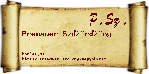 Premauer Szörény névjegykártya